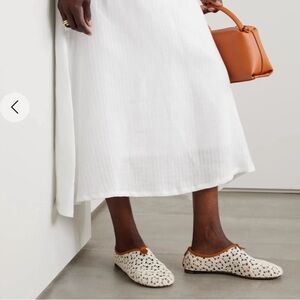 LORO PIANA Floaty leather-trimmed macramé lace flats Size 39 1/2